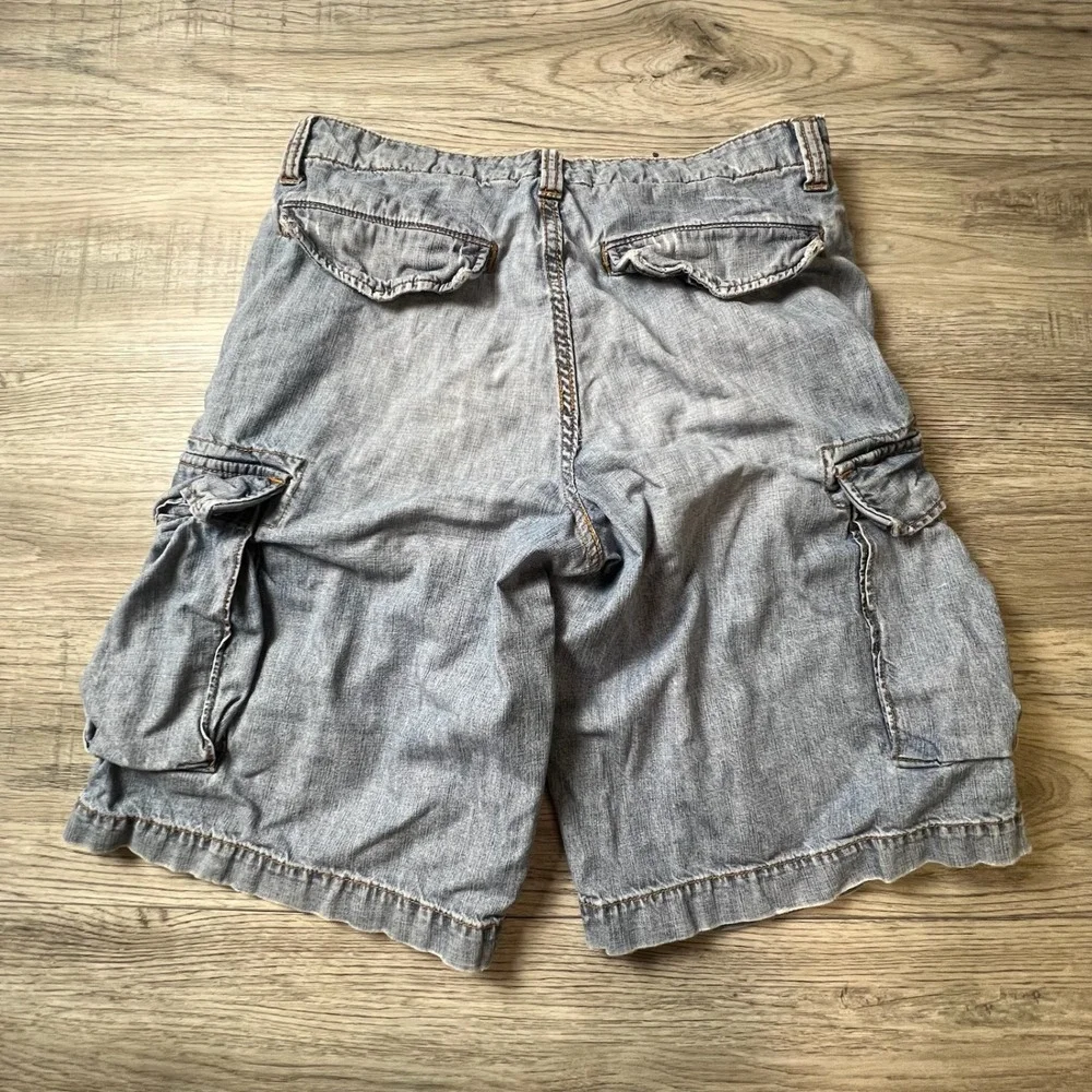 Old Navy‎ Cargo Shorts Mens 32 Blue Denim Light Wash Relaxed Fit Y2K Utility